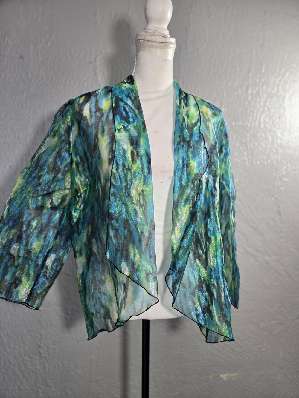 Green Watercolor Open-Front Jacket Trousers See True - Picture 6 of 9